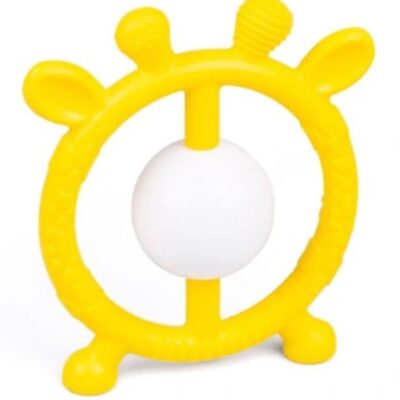 GiliGums: Silikónové hryzátko/hrkálka Jeleň (žlté)