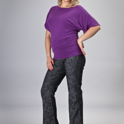 Gregx Elegantné tehotenské nohavice JEANS - čierny melír, veľ. L