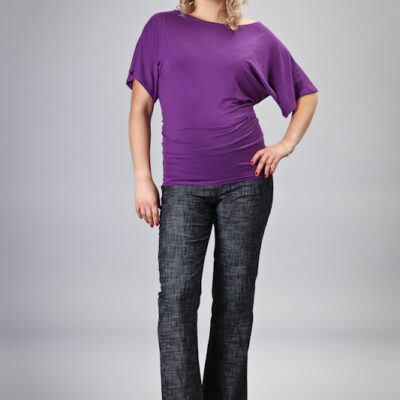 Gregx Elegantné tehotenské nohavice JEANS - čierny melír, vel. S