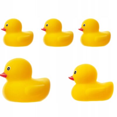 Gumové kačičky do vody, 5 ks - žlté