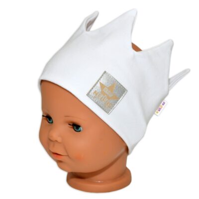 Hand Made Bavlnená čelenka - dvojvrstvová, Korunka - biela, 104/116