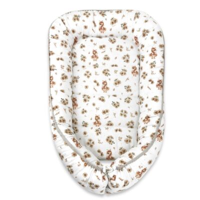 Hniezdočko, kokon pre bábätko, bavlna, Kačičky - biela, béžová