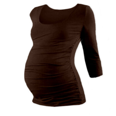 JOŽÁNEK Tehotenské tričko 3/4 rukáv Johanka - čokoládová