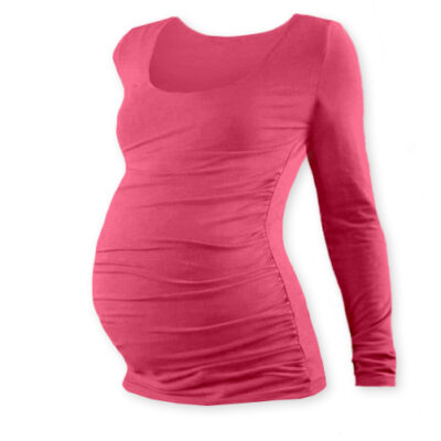 JOŽÁNEK Tehotenské tričko JOHANKA s dlhým rukávom - lososovo ružová, vel. L/XL