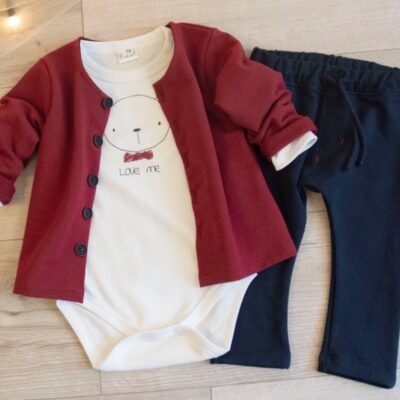 K-Baby 3-dielna sada, body dl. rukáv, kabátik, tepláčky - Love Me Boy, veľ. 68