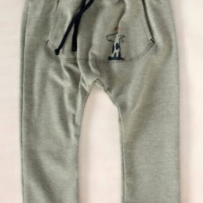 K-Baby Štýlové detské nohavice, tepláky s klokanim vreckom - šedé