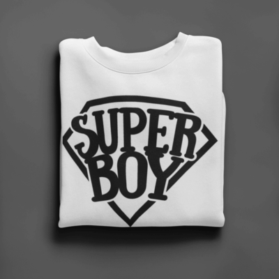 KIDSBEE Štýlová detská chlapčenská mikina Super Boy - biela, veľ. 98