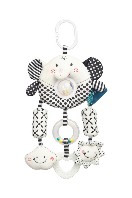 Kontrastná závesná plyšová hračka nielen na cesty black&white - Sloník