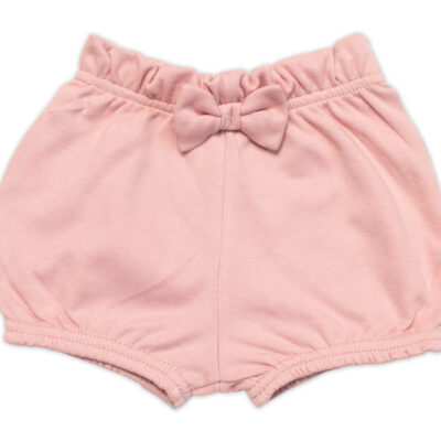 Kraťasky s mašličkou Baby Nellys, bavlna, púdrové, veľ. 98