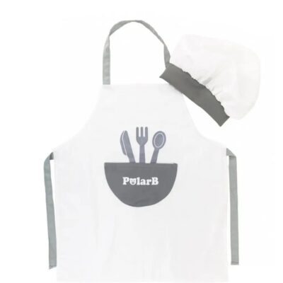 Kuchárska sada, zástera + čiapka Kuchtík, biela/sivá