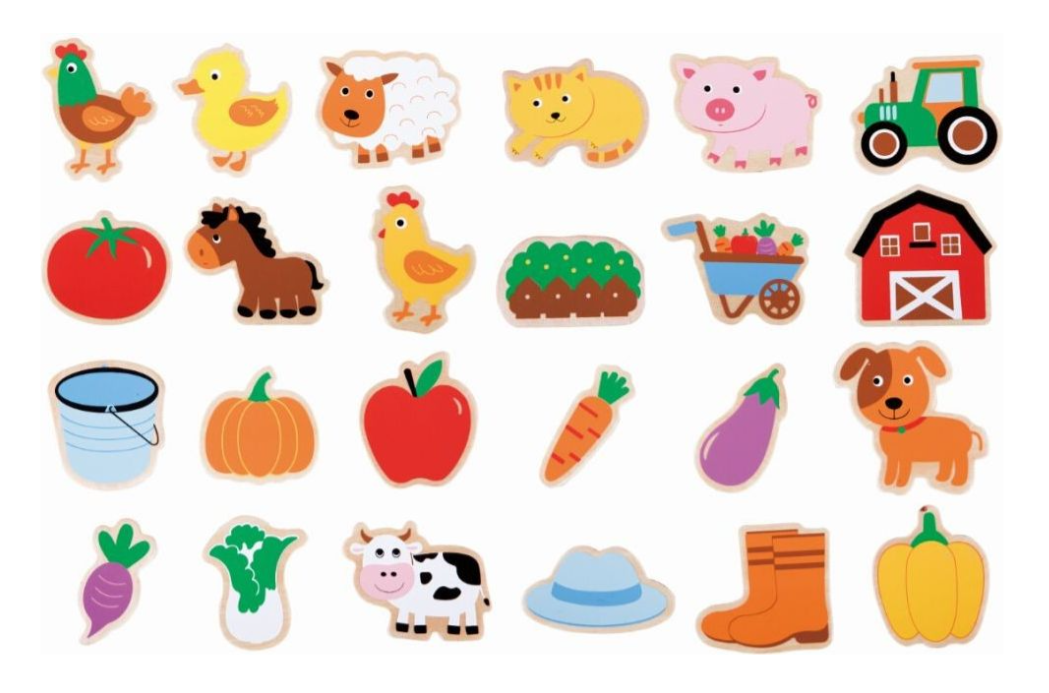 Lelin: Drevená magnetická sada (24ks)