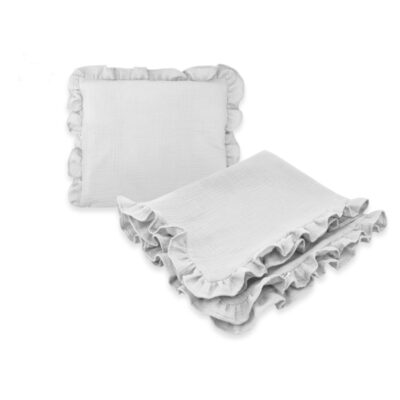 Luxusná 2D sada Nature - vankúšik a deka s volánikom - šedá