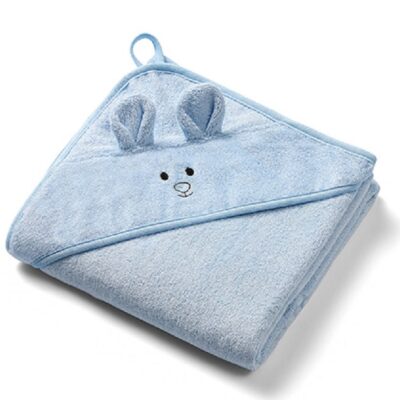 Luxusná bambusová osuška s kapucňou Myška, 100x100cm - modrá