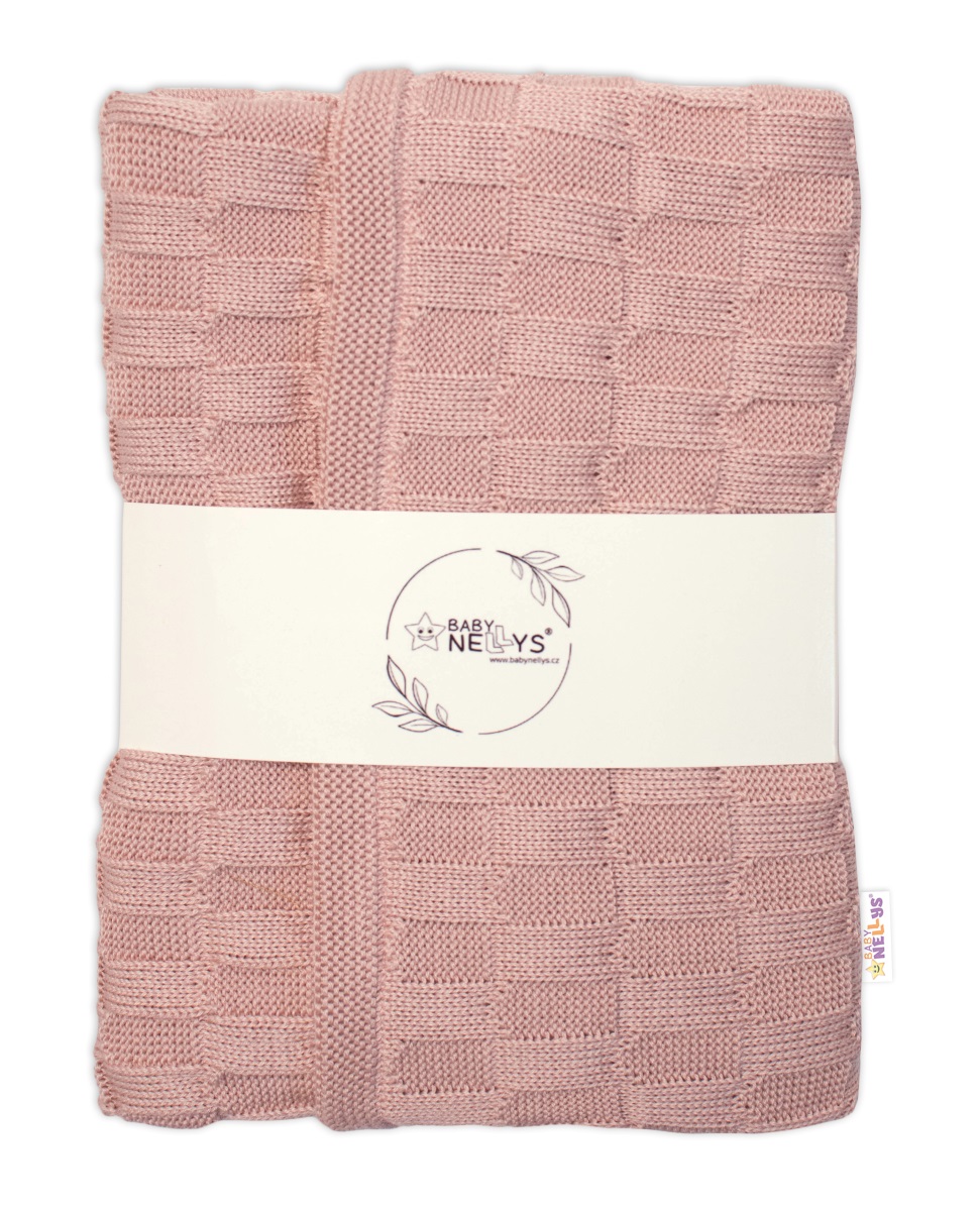 Luxusná pletená deka CUBE 80x100cm (púdrová ružová)