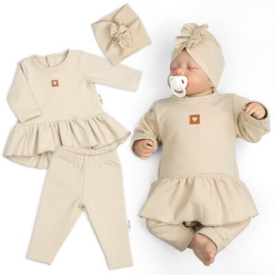 Luxusná bavlnená sada, 3D, NATURE - béžová, veľ. 80