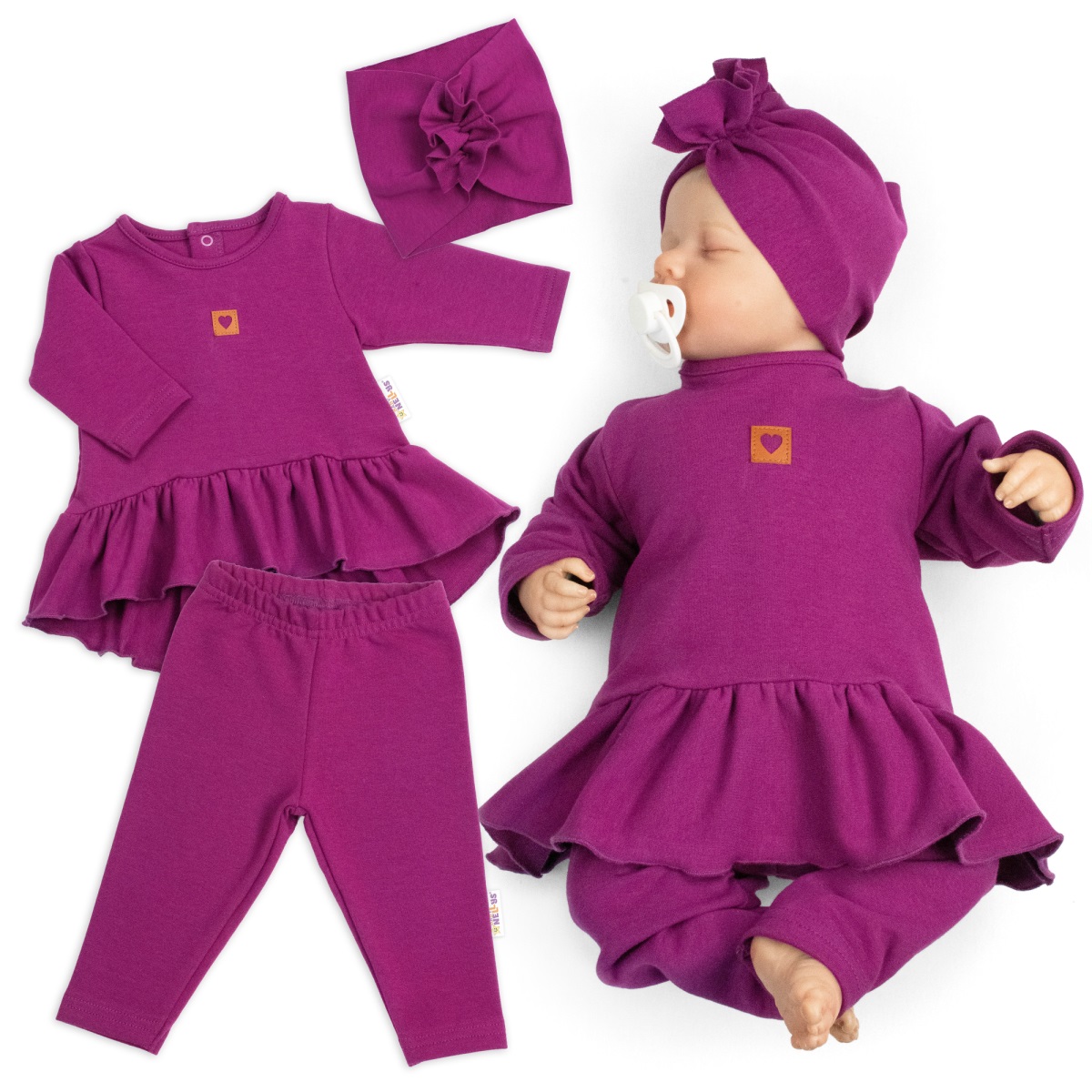 Luxusná bavlnená sada, 3D, NATURE - purpurová, vel. 86