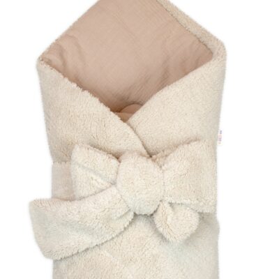 Luxusná obojstranná zavinovačka/deka/podložka so stuhou, béžová