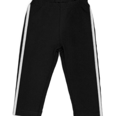 Mamatti Bavlnené legíny s ozdobným bočným strieborným pásom Bow - čierne, veľ. 104