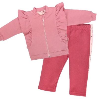 Mamatti Detská tepláková súprava zapínanie na zip, Vlčí Mák - růžová, malinová