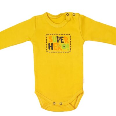 Mamatti Dojčenské body dlhý rukáv, Hero - horčicová, veľ. 80