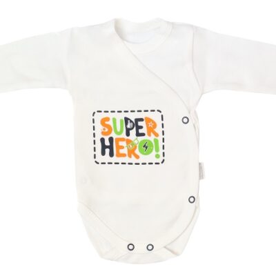 Mamatti Dojčenské body dlhý rukáv, zapínanie bokom, Hero - biele