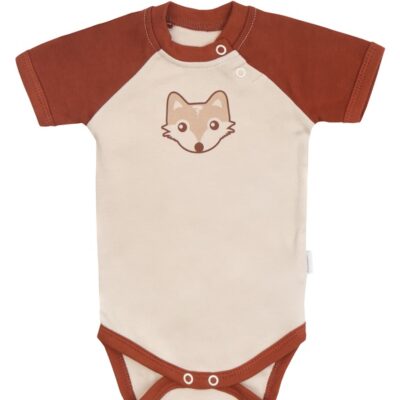 Mamatti Dojčenské body kr. rukáv, Baby Fox - béžová/hnedá