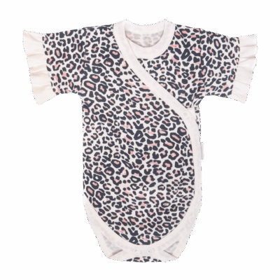 Mamatti Dojčenské body kr. rukáv, zapínanie bokom, Gepardík, s volánikom