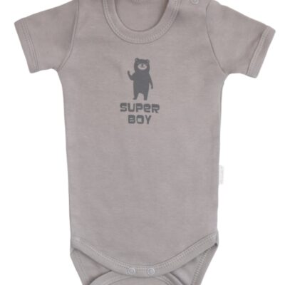 Mamatti Dojčenské body krátky rukáv Bear -sivá, veľ. 86