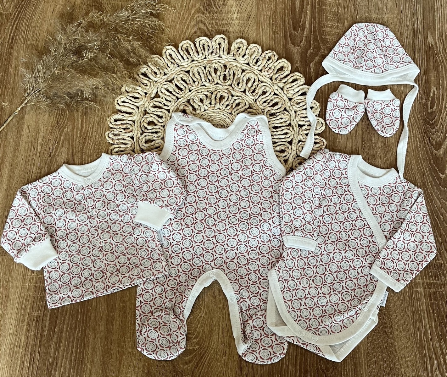 Mamatti Novorodenecká súprava do pôrodnice, biela - Rozeta, veľ. 62