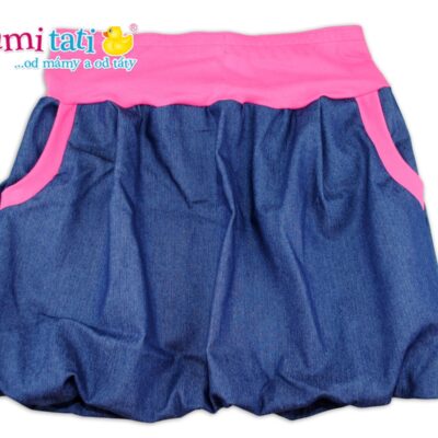 Mamitati Balónová sukně NELLY  - jeans denim granát/ růžové lemy