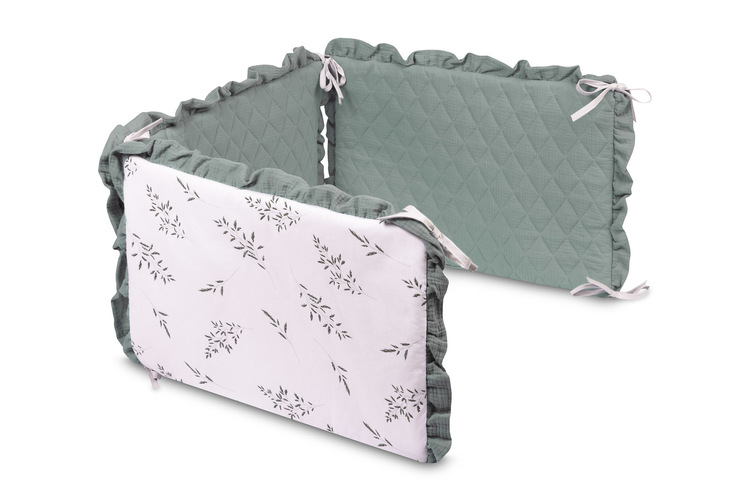 Mantinel do postieľky, mušelín 180x40cm (3x60x40cm) - Lúka, khaki