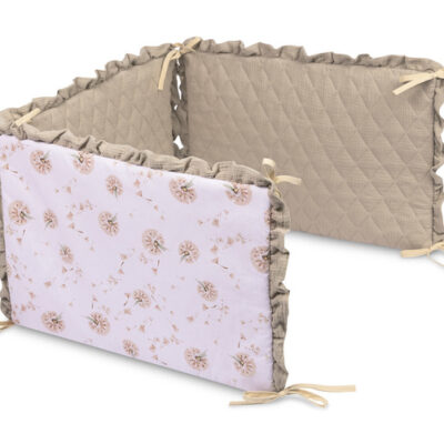 Mantinel do postieľky, mušelín 180x40cm (3x60x40cm) - Púpava, béžová