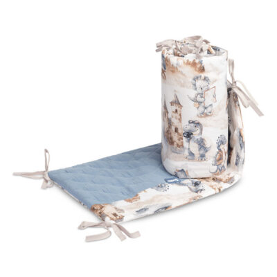 Mantinel do postieľky, mušelín, bavlna - Dráčik, modrý, jeans