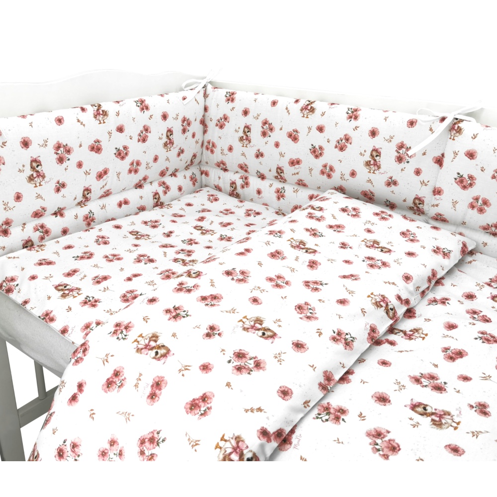 Mantinel s obliečkami, 3D sada Bavlna, Kačičky - biela, púdrovo ružová, 135x100