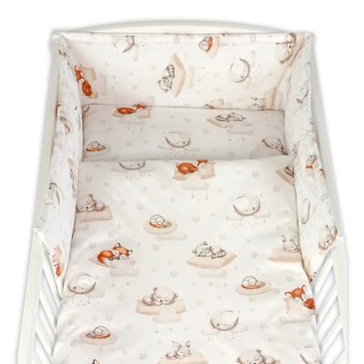 Mantinel s obliečkami, 3D sada - Na obláčiku, béžová, bíela