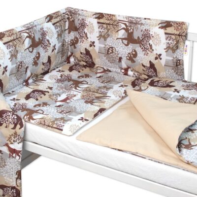 Mantinel s obliečkami, 3dielna sada Wild animals, hnedé, 135x100 cm