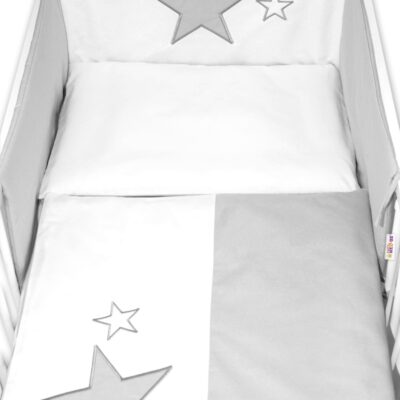 Mantinel s obliečkami Baby Stars - sivý, veľ. 135x100 cm