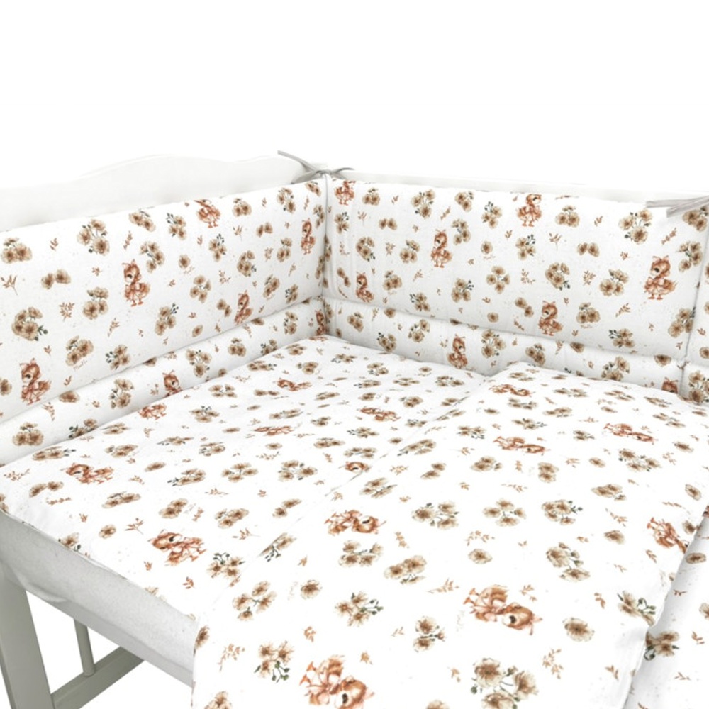 Mantinel s obliečkami do postieľky, 3D sada Bavlna, Kačičky - biela, béžová