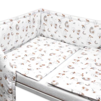 Mantinel s obliečkami do postieľky, 3D sada - Kačiatko, biela/béžová