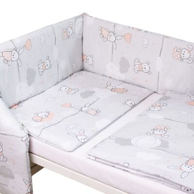 Mantinel s obliečkami Premium, 3D sada, Good night Animals, sivé GIRL, 120x90 cm