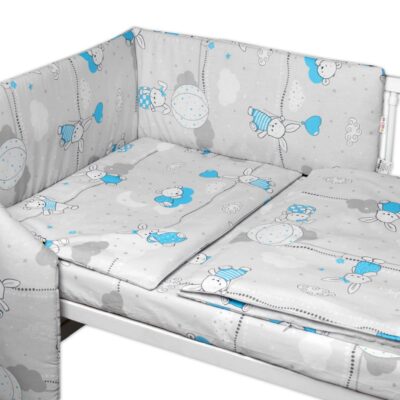 Mantinel s obliečkami Premium, Baby Nellys, 3D sada, Good night Animals, sivé BOY, 135x100