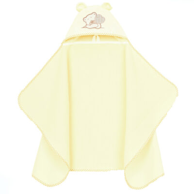 Maxi osuška, pončo s kapucňou Macko, 70x120cm - smotanová