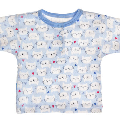 MBaby Bavlnené Polo tričko s krátkym rukávom Mačičky veľ. 68 - modré