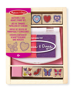 Melissa&Doug: Drevené pečiatky Motýle/Srdiečka