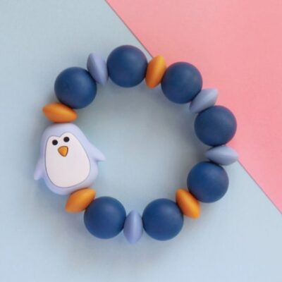 Mimijo: Silikónové hryzátko Tučniak (modré)