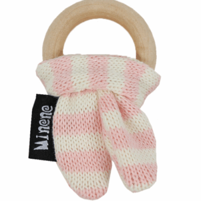 Minene: Drevené hryzátko Zajačik (ružové)