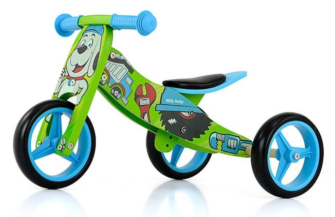 Multifunkčné Odstrkovadlo, odrážadlo Jake Bob 2V1, Milly Mally, zeleno/modré