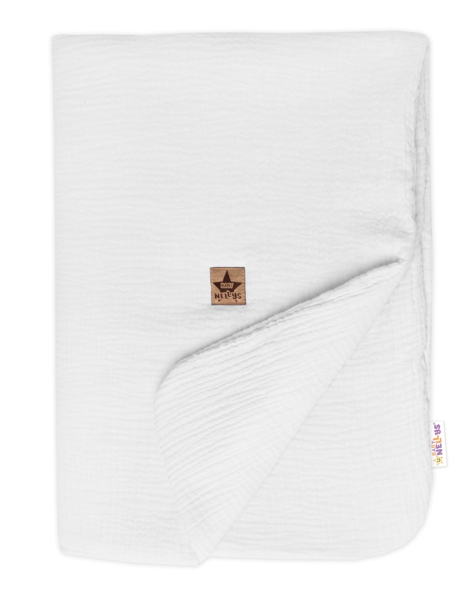 Mušelínová dečka s výplňou 75 x 100 cm, Baby Nellys, biela