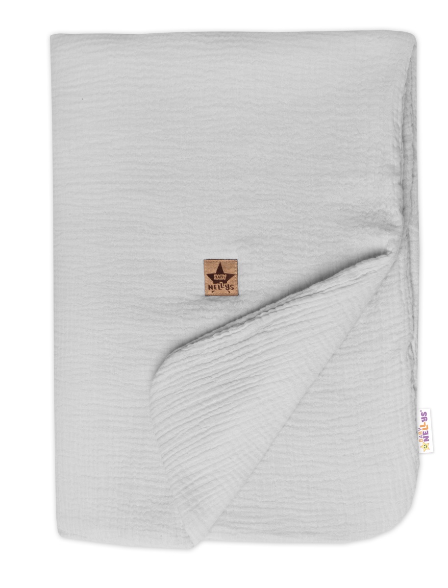 Mušelínová dečka s výplňou 75 x 100 cm, Baby Nellys, svetlo sivá