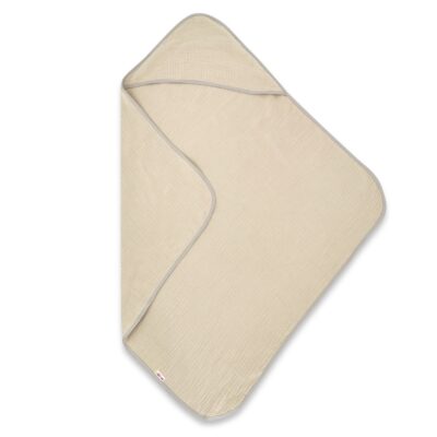 Mušelínová osuška s kapucňou NATURE, 80x80 cm, béžová